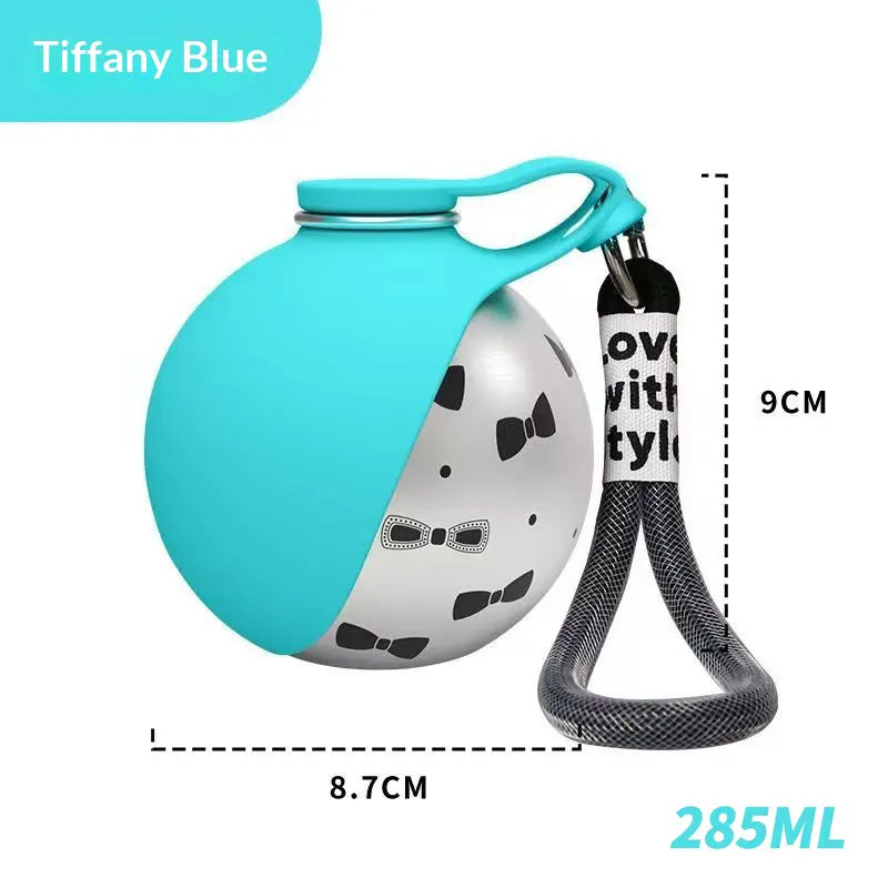 2-in-1 Portable Stainless Steel Dog Water Bottle with Leak-Proof Design and Silicone Bowl for Travel and Outdoor Activities