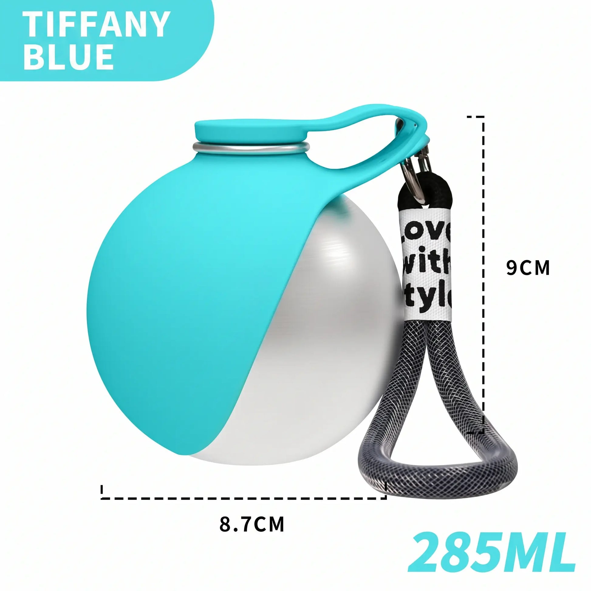 2-in-1 Portable Stainless Steel Dog Water Bottle with Leak-Proof Design and Silicone Bowl for Travel and Outdoor Activities