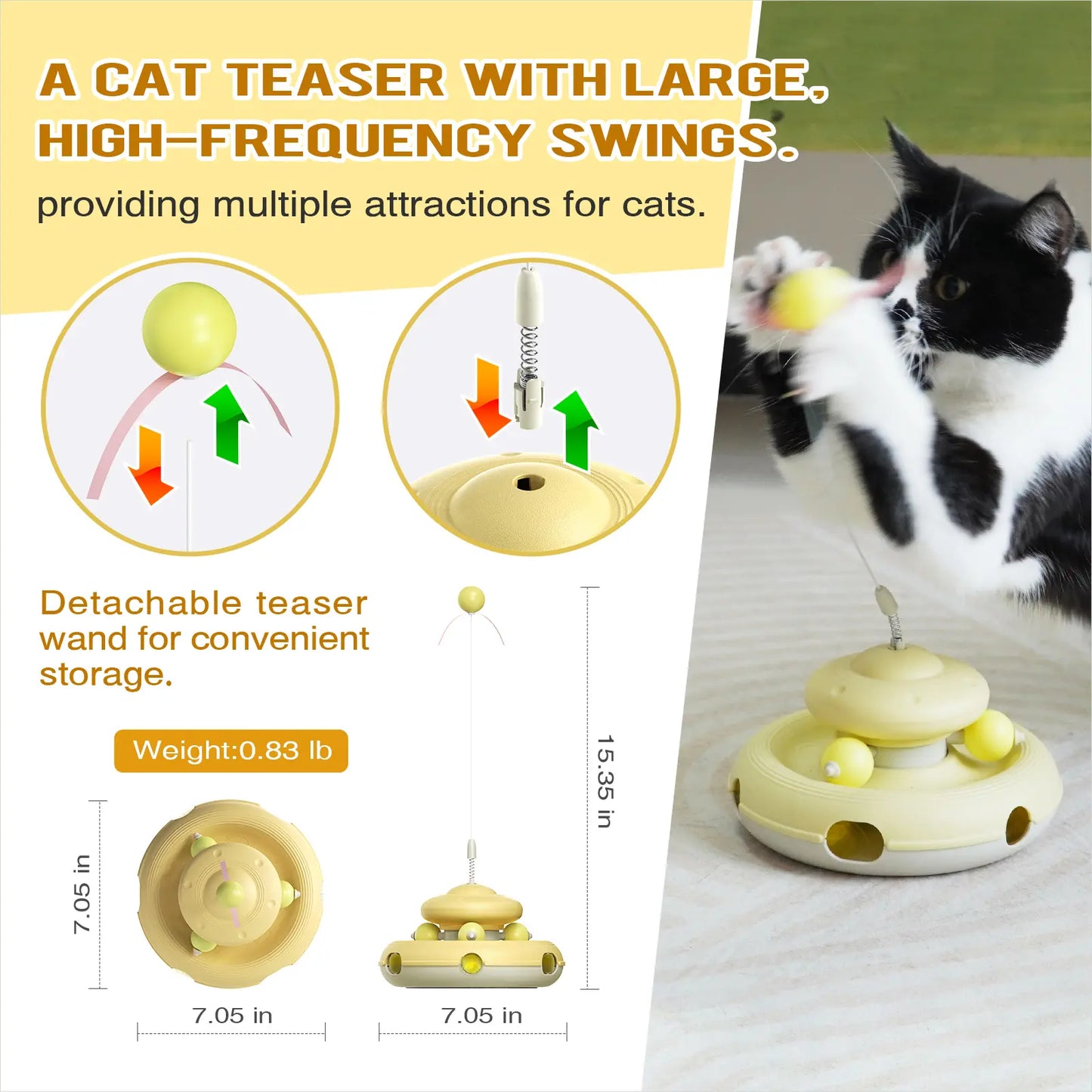 KADTC Interactive Cat Toys for Indoor Cats - Feather Teaser Wand and Tracking Balls for Enrichment and Play, Ideal for Kittens and Adult Cats