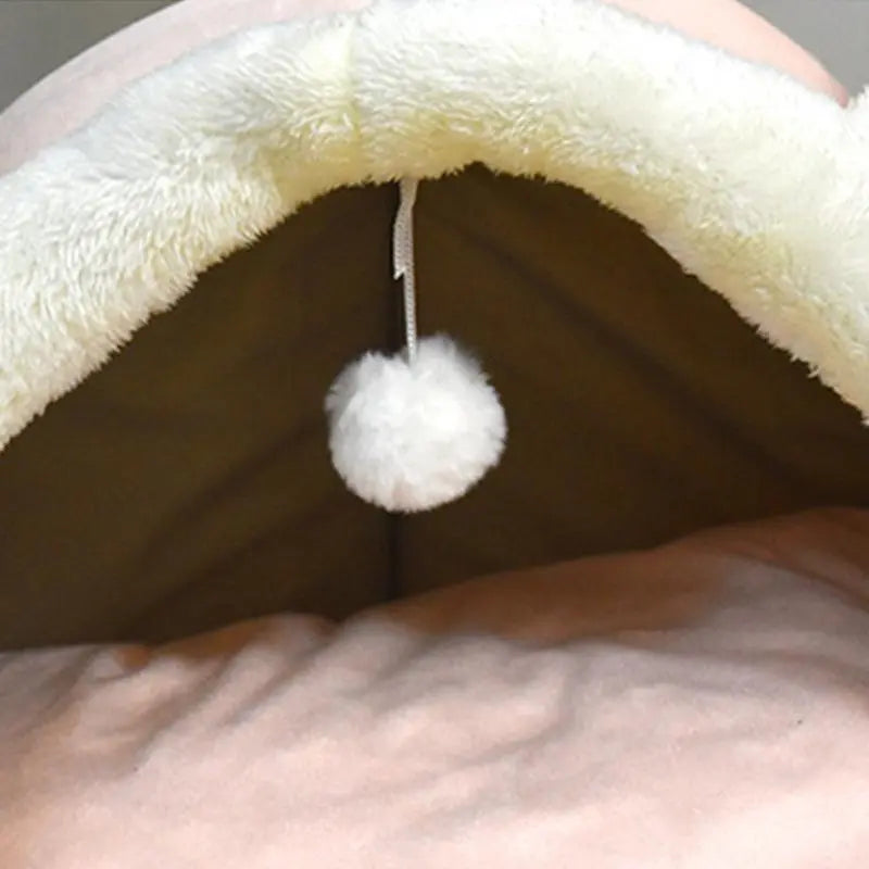Thermal Cartoon Animal Ear Design Pet Bed - Soft and Cozy Fleece Cat Cave for Indoor Use, Comfortable Pet Furniture, Ideal Gift for Cat Lovers