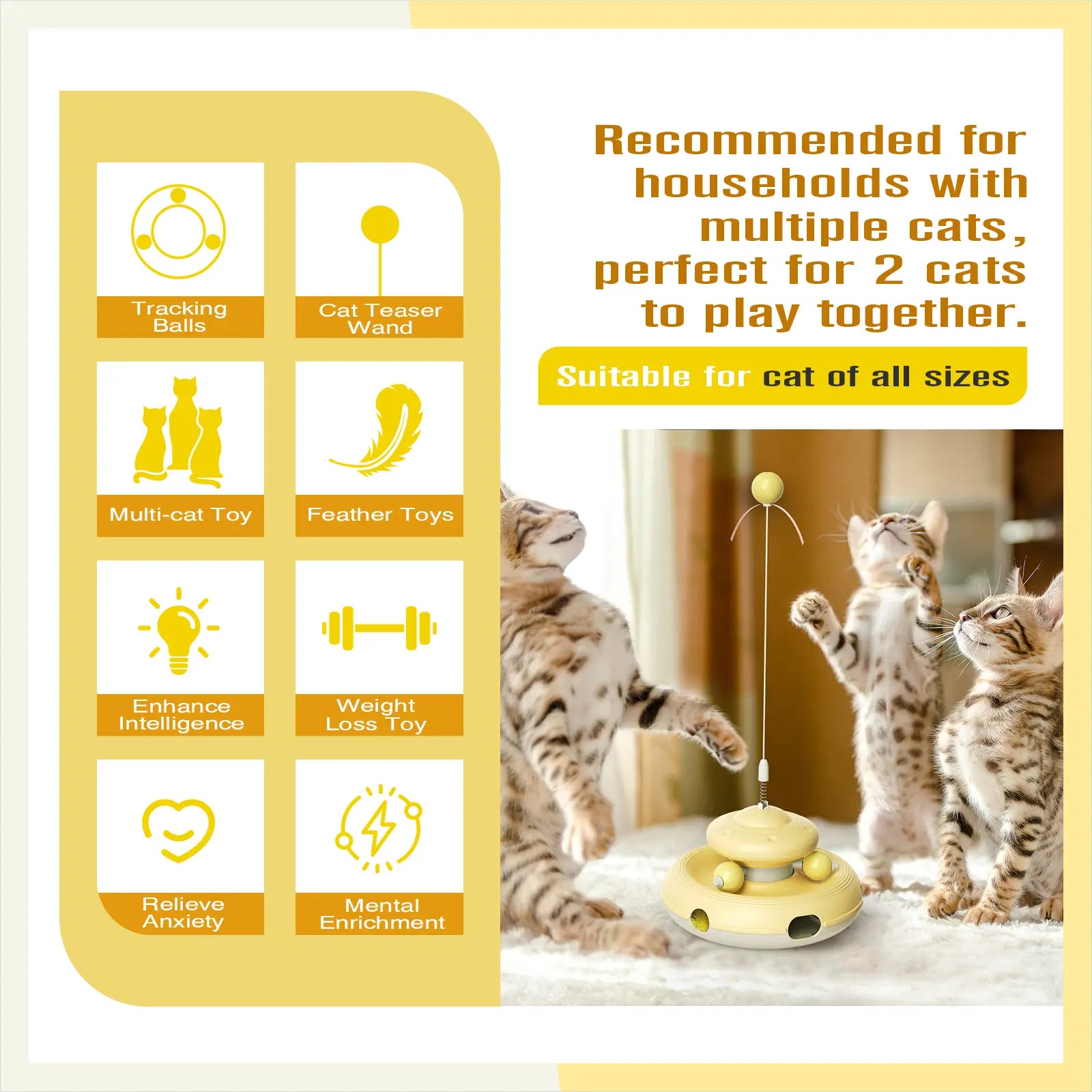 KADTC Interactive Cat Toys for Indoor Cats - Feather Teaser Wand and Tracking Balls for Enrichment and Play, Ideal for Kittens and Adult Cats