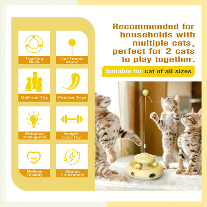 KADTC Interactive Cat Toys for Indoor Cats - Feather Teaser Wand and Tracking Balls for Enrichment and Play, Ideal for Kittens and Adult Cats
