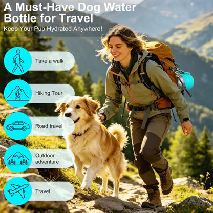 2-in-1 Portable Stainless Steel Dog Water Bottle with Leak-Proof Design and Silicone Bowl for Travel and Outdoor Activities