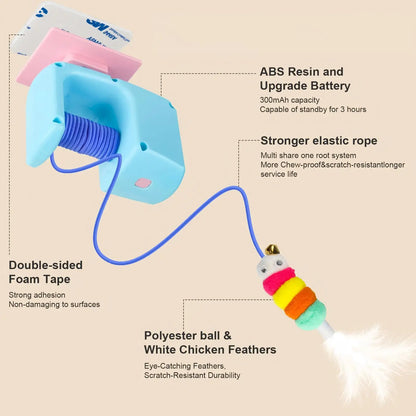 Interactive Retractable Bungee Cat Toy - Automatic USB Rechargeable Hanging Door Teaser for Indoor Play and Exercise, Ideal for Boredom Relief and Pet Training