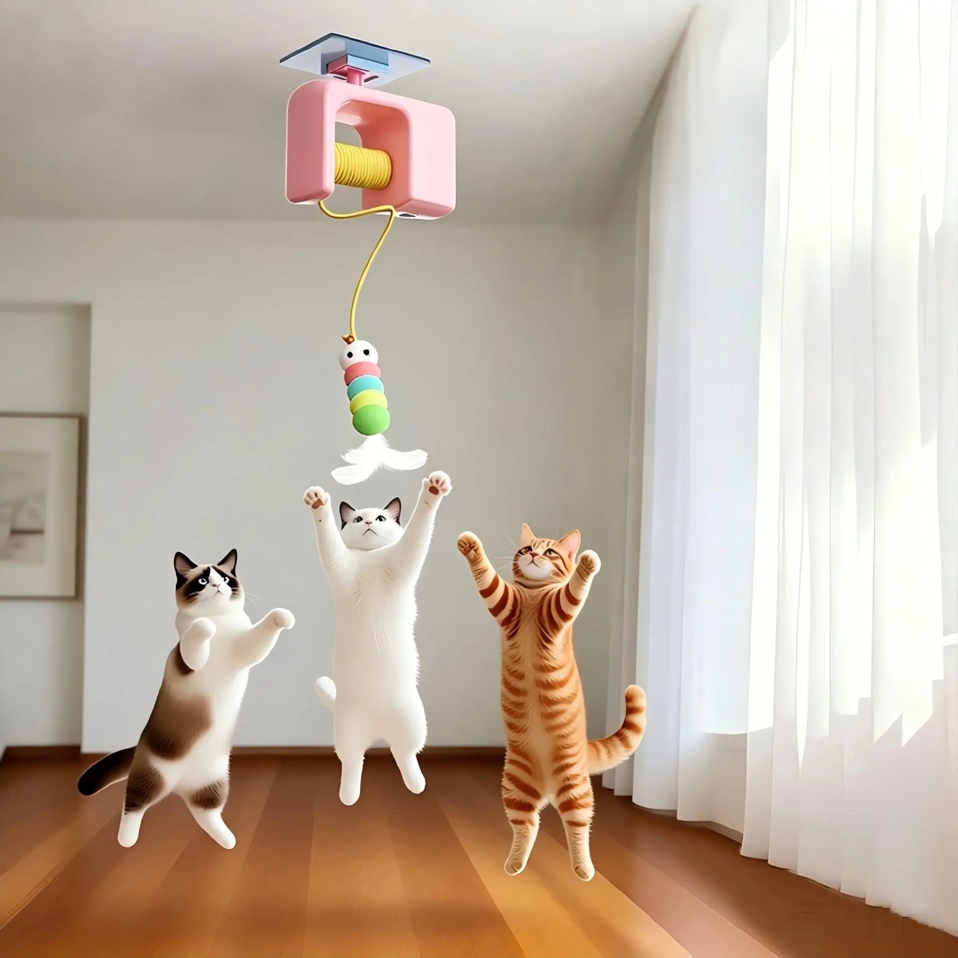 Interactive Retractable Bungee Cat Toy - Automatic USB Rechargeable Hanging Door Teaser for Indoor Play and Exercise, Ideal for Boredom Relief and Pet Training