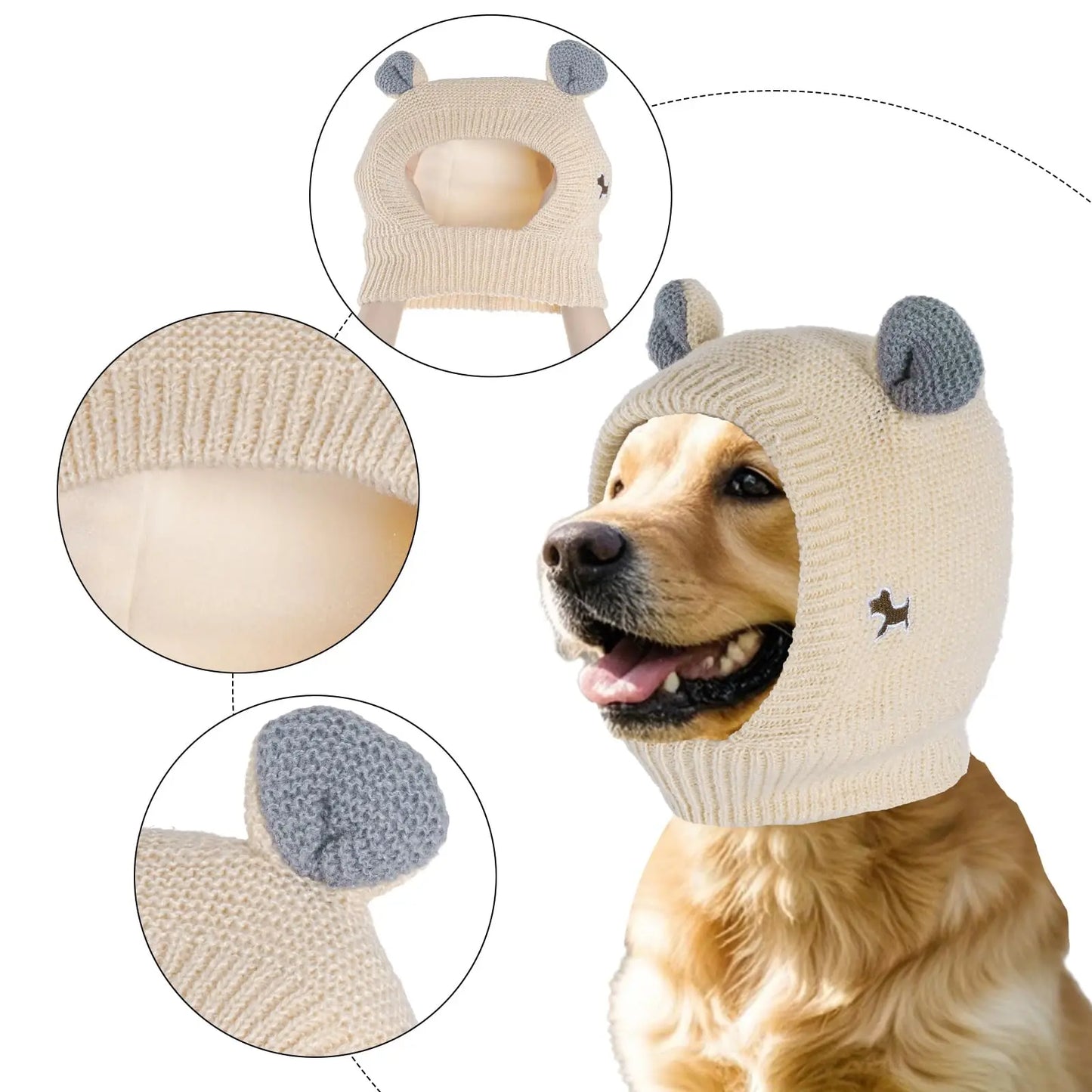 Dog Ear Muffs for Noise Protection and Warmth - Winter Pet Caps for Medium to Large Dogs