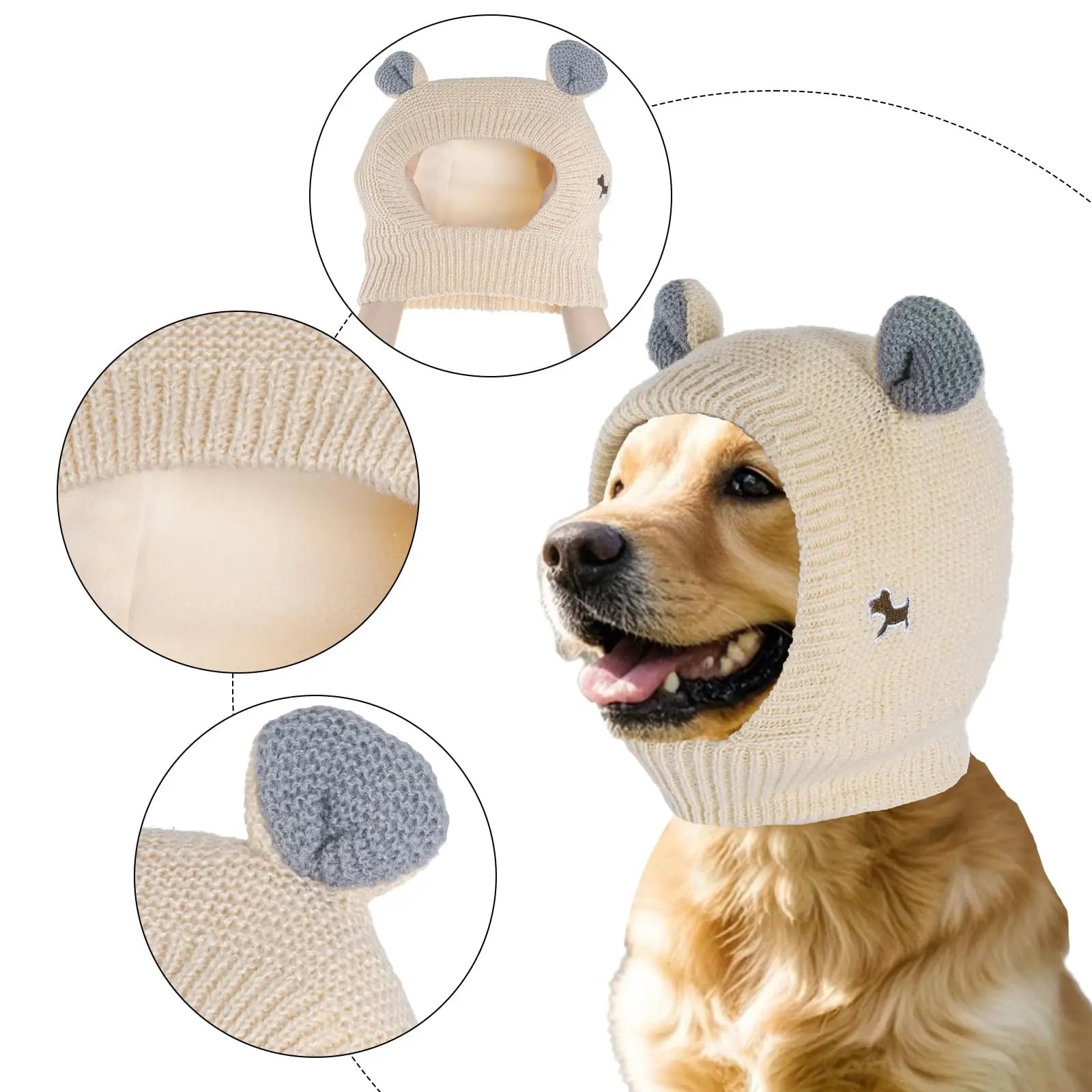 Dog Ear Muffs for Noise Protection and Warmth - Winter Pet Caps for Medium to Large Dogs